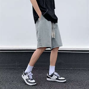 新款高质量休闲短裤潮流五分裤男宽松大码阔腿破洞牛仔高街DK3230图片