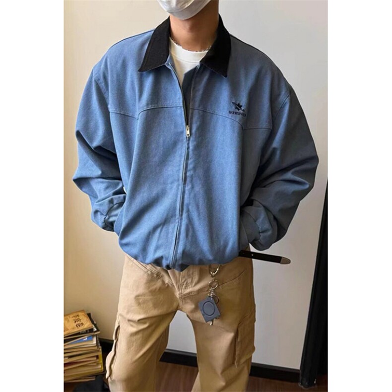 春秋新款慵懒帆布夹克外套男女潮流宽松复古潮牌工装上衣JW19,男装夹克,星座1116A（原606A-3）