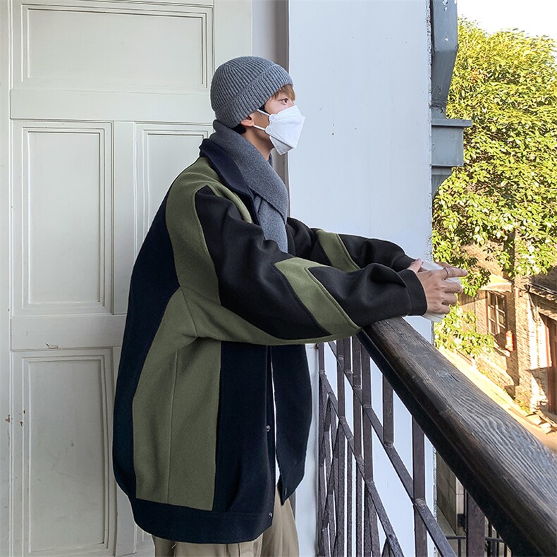 男装夹克2026秋冬季新款拼色毛呢大衣男生外套XZ514-2-F512-P115,男装夹克,星座514-2(原B239)