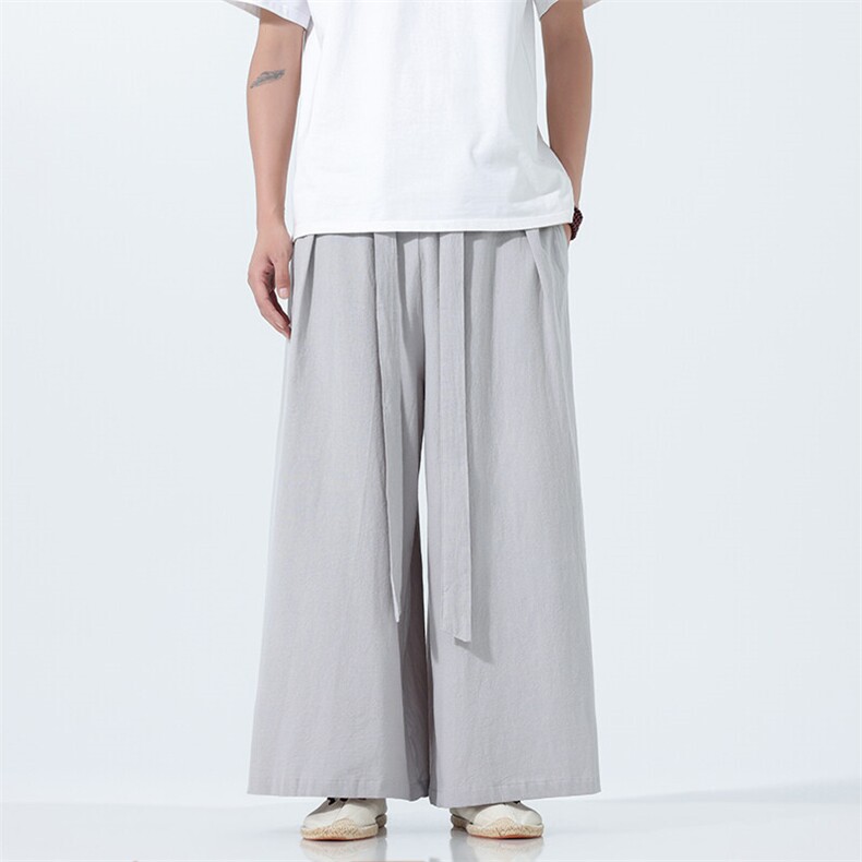 2025汉服唐装宽松阔腿裤风棉麻阔腿裤基地A057-K371-P55,男装民族服装,电商A057B