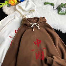 WY2198-P35加绒款-P40纯棉连帽卫衣男大码运动帽衫宽松薄，男装卫衣，电商A040
