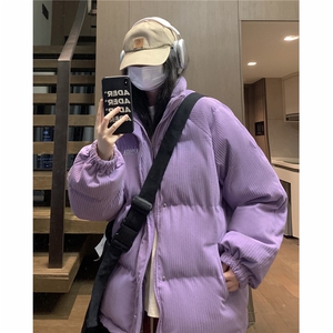 EQ355 灯芯绒字母条棉衣外套男女学生冬季加厚面包服2024新款棉服图片