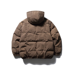 南夏乔装2025冬季新款辑格贴布装饰连帽棉衣日系复古拉链口袋棉服图片