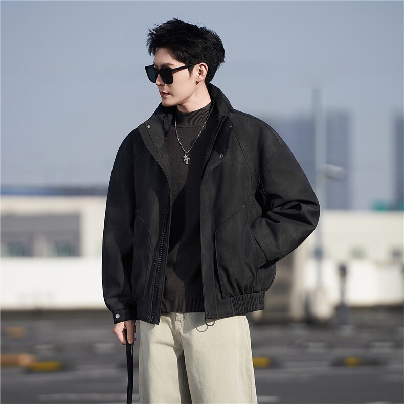 新标90绒皮衣羽绒服男冬季2025新款毛领皮夹克A313-2635-P285,男装夹克,电商A313