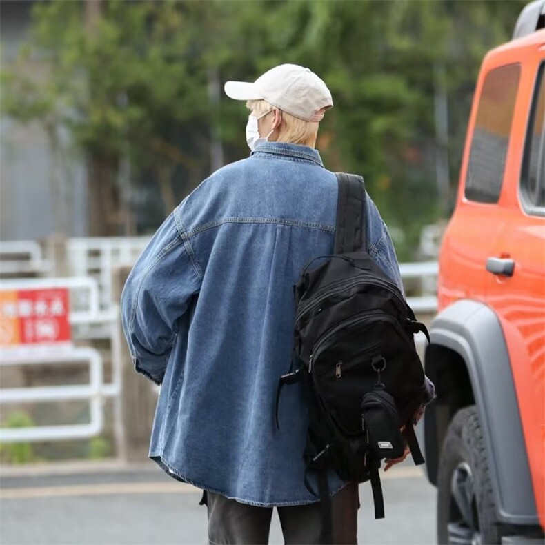 牛仔长袖衬衫男女薄款港风ins潮牌衬衣服宽松潮流休闲工装外套,男装衬衫,星座601-2