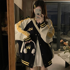 A329-P105复古条纹撞色棒球服美式潮宽松春季新款外套夹克，男装夹克，星座911