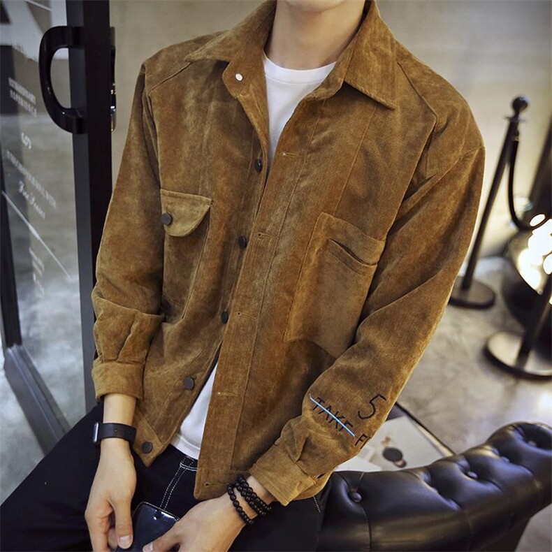 春秋季灯芯绒加棉夹克男士加肥外套韩版胖子上衣潮男装外衣p35，男装夹克，星座1511