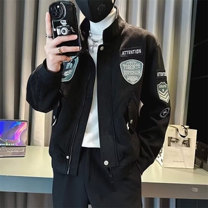 麂皮绒外套男春秋季潮流夹克男士2026新款痞帅潮牌男装外套 8004图片