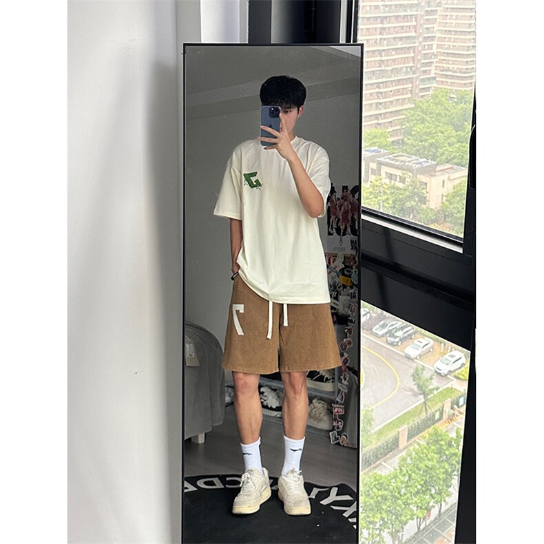 港风重磅320G纯棉水洗做旧休闲裤卫裤A014-DY2327-P45控58,男装休闲裤,电商A014