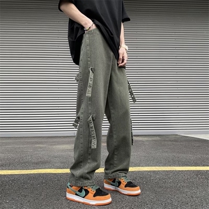 工装牛仔裤男夏季美式街头潮牌宽松高街vibe阔腿长裤RK121-P43图片