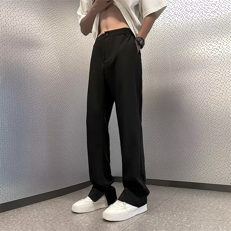休闲西裤男韩版潮流裤脚开衩2023秋季新款ins宽松长裤K4509-P35,男装西裤,星座412-2
