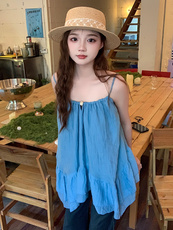 海边旅游新款女装绝美度假海岛沙滩法式吊带裙，商品下架区，网红馆