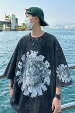 B239-X1005-P38美式复古水洗做旧人物印花短袖T恤，男装T恤，星座514-2(原B239)