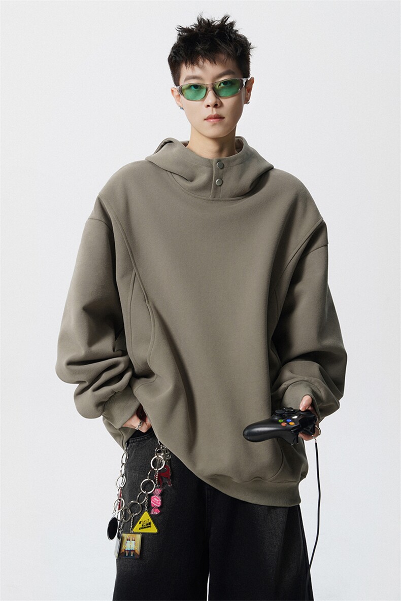 8XL-M美式重磅连帽卫衣大码结构设计拼接上衣秋季外套WY9106特P50,女装短外套,电商B238