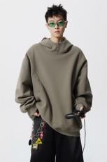 8XL-M美式重磅连帽卫衣大码结构设计拼接上衣秋季外套WY9106特P50，女装短外套，电商B238