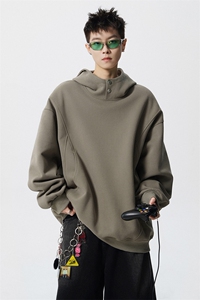 8XL-M美式重磅连帽卫衣大码结构设计拼接上衣秋季外套WY9106特P50图片