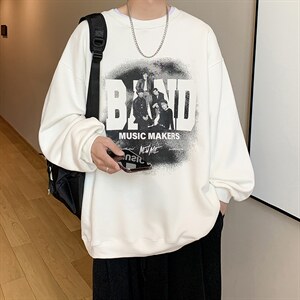 2024秋装新品 美式人像印花圆领情侣卫衣大码外套 H768 P48图片