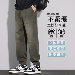 美式复古男秋季美式潮牌高街vibe束脚哈伦裤宽松休闲裤K6655-P52图片