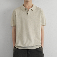 花棕色针织衫翻领polo/短袖简约休闲男款，男装Polo衫，星座914