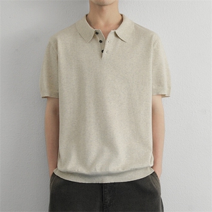 花棕色针织衫翻领polo/短袖简约休闲男款图片