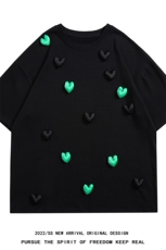 1白底中性风潮情侣大码M-5XL网红小爱心短袖T恤男DT7742P55控78，男装T恤，星座226-2