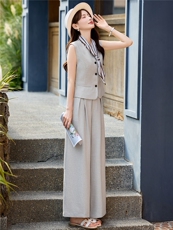 DLM8660时尚气质2026春夏新款马甲阔腿裤两件套套装一整套，女装套装/套裙，朵莱米