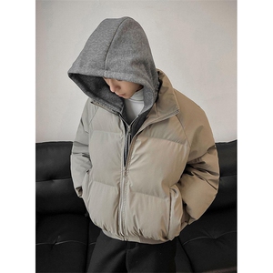 现货高品质重磅工艺美式高街假两件PU皮棉衣男女加厚棉服外套图片