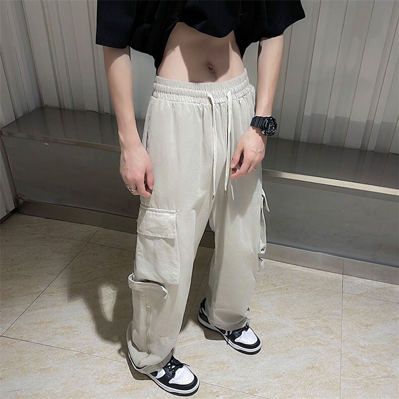 大口袋工装裤潮牌ins日系复古阔腿直筒休闲长裤男女潮G9965-P43图片