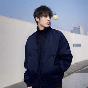 抖音得物 美式潮休闲夹克春季立领纯色复古工装加厚棉服外套MF01图片