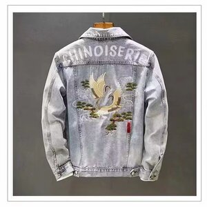 1506-1/J20681/P60复古情侣装刺绣泼墨牛仔外套男女韩版百搭时尚图片