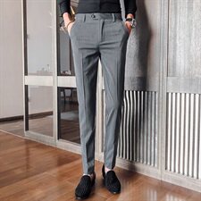 2021春夏英伦条纹西裤韩版修身小脚裤长裤发型师，男装休闲裤，星座1904A