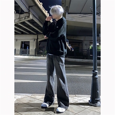 B221美式ins高街暗黑小众个性拼接直筒牛仔裤LK23141-P65控88，男装牛仔裤，电商B221