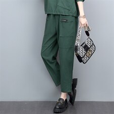 2022春季新款舒适灯芯绒休闲裤宽松显瘦百搭时尚女裤，女装休闲裤，悦见她