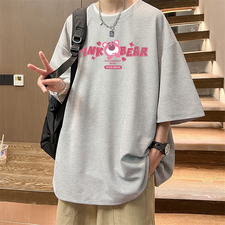 华夫格t恤男短袖男大码五分袖酒店风HT73329-P22,男装T恤,电商A040