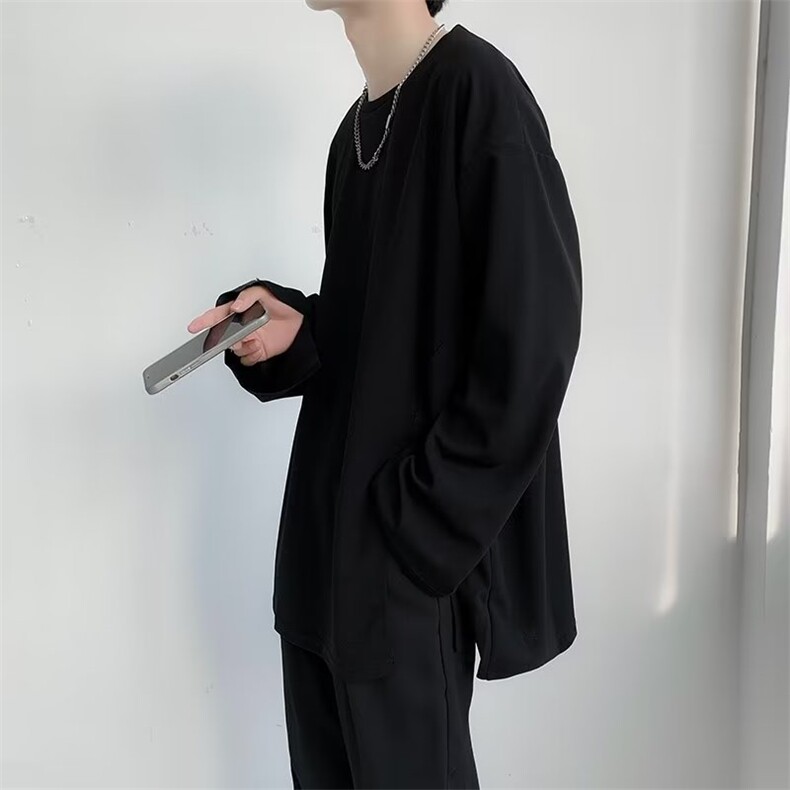 冷淡风男装高级感破洞男潮ins露肩上衣春秋长袖GT87P22,男装T恤,星座1116-2