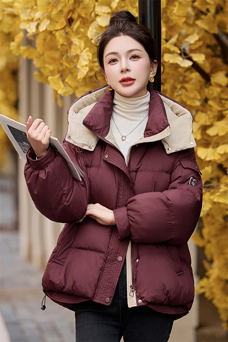 现货2024羽绒服新款冬季官方时尚休闲连帽加厚休闲小个子外套,女装羽绒服,然然