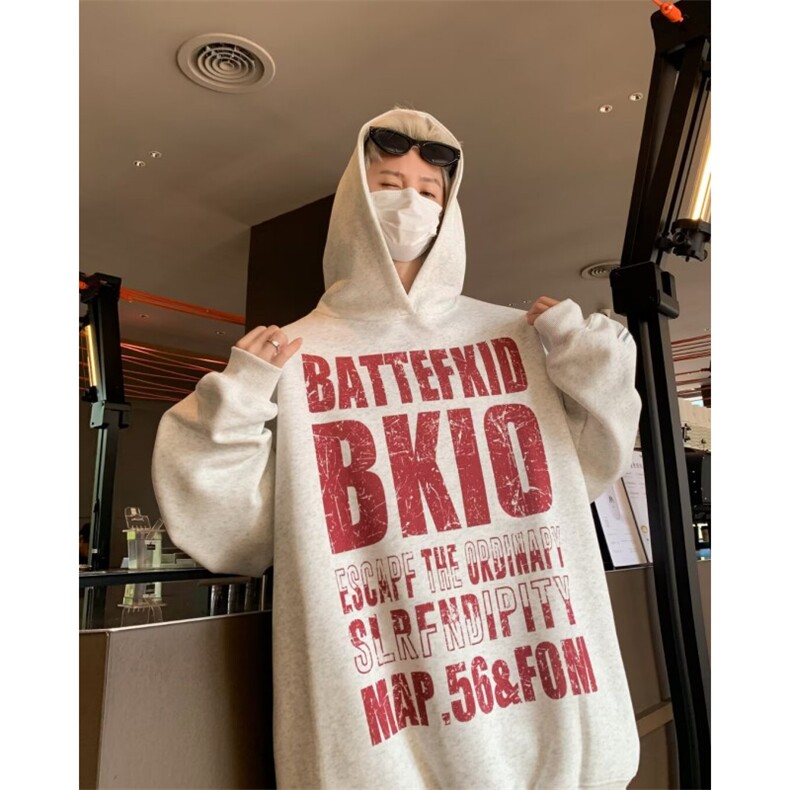 得物品质秋款男连帽卫衣字母印花宽松休闲夹克外套WY8049P50,男装夹克,星座1013-1