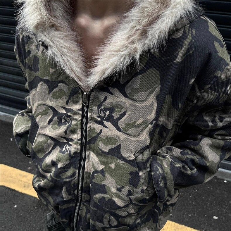 美式高街毛毛棉衣外套保暖原版高质量迷彩座山雕棉服LF999P125,男装棉衣,电商D256-2(原A064-2)