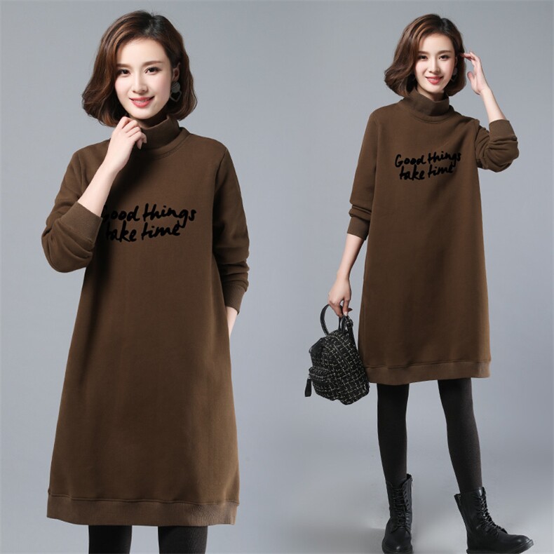 长袖卫衣女2021春新款秋冬加厚中长款宽松韩版ins加绒打底女上衣，女装卫衣/绒衫，涵誉