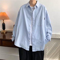 DC3001-P38日系复古短袖纯色衬衫男女情侣款高级感宽松休闲衬衣，男装衬衫，星座603-2