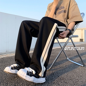 2025春拼接直筒宽松运动裤男高腰休闲阔腿卫裤A166-K741-P50控78图片