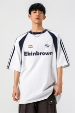 1领口拼色大码M-5XL印花短袖T恤男：表面棉DX78026P50控78，男装T恤，星座227-7