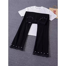 美式黑色微喇牛仔裤女cleanfit毛边铆钉显瘦休闲裤潮L84188-P43，男装牛仔裤，星座1008