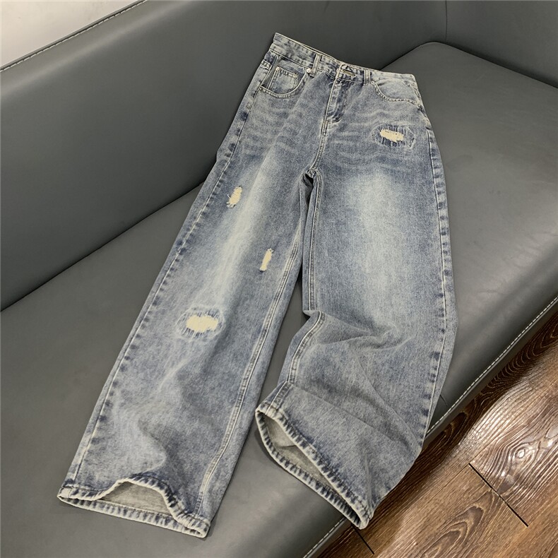 xz905-Z031#P65美式高街宽松阔腿牛仔裤,男装牛仔裤,星座905