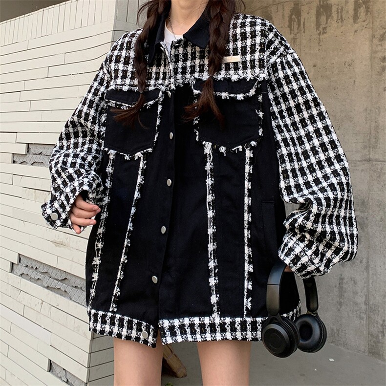 A095-P95秋季新款小香风外套牛仔拼接设计感小众春秋款夹克,男装夹克,星座911