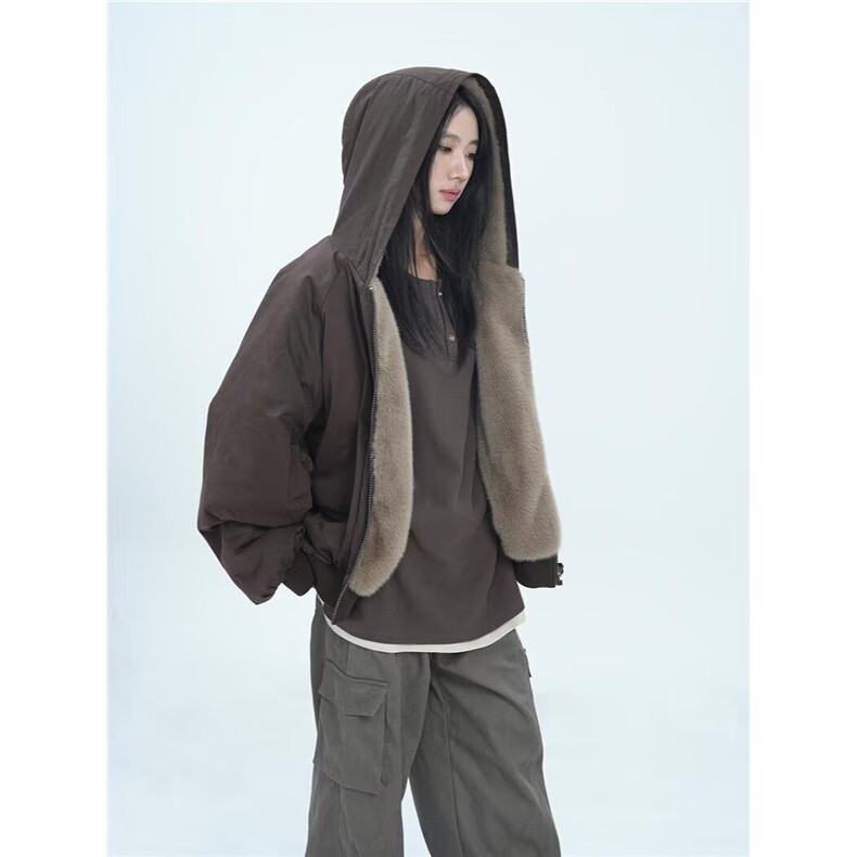 冬季新款休闲宽松羊羔毛双面穿棉服女外套保暖棉衣LM60411-P110,男装棉衣,星座1008