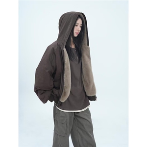 冬季新款休闲宽松羊羔毛双面穿棉服女外套保暖棉衣LM60411-P110图片
