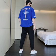 夏季新款短袖T恤套装青少年休闲宽松潮流两件套男装F301P68，男装休闲套装，电商A086