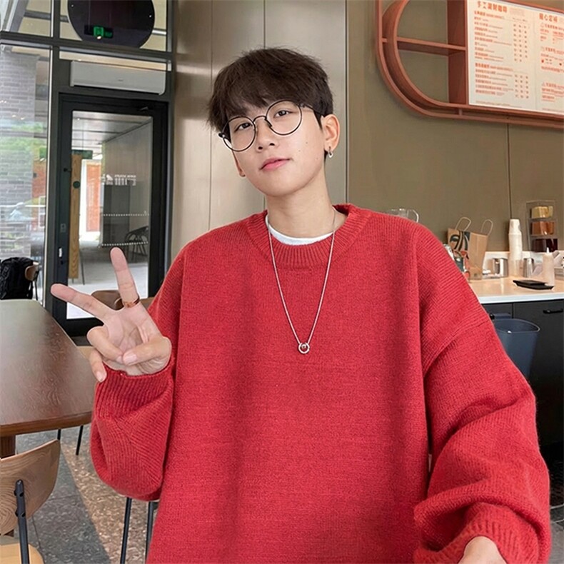 重磅秋冬男女纯色打底针织衫圆领套头半高领毛衣美式复古休闲上衣，男装T恤，电商A486