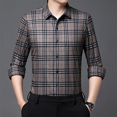 新款男士长袖衬衫商务休闲衬衣秋季上衣服中年商务休闲外穿男士，男装衬衫，电商B212（原钱塘6029）
